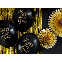 Duże Balony gumowe na sylwestra Happy New Year czarne 50 sztuk - 4