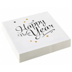 Serwetki papierowe sylwester białe Happy New Year