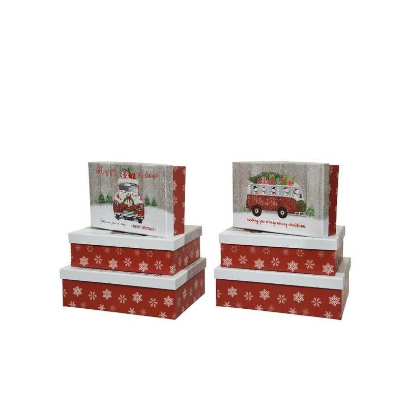 Pudełko na prezenty ozdobne świąteczne samochód 25x18x8cm - 1