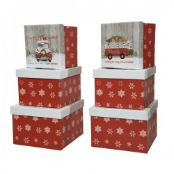 Pudełko prezentowe świąteczne z samochodem 15x15