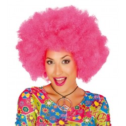 Duża Peruka bujne afro różowe włosy syntetyczne