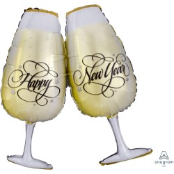 Balon foliowy na Nowy Rok kieliszki szampana