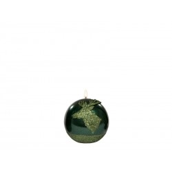 Świeca kula świąteczna metaliczna zielona 10cm - 1