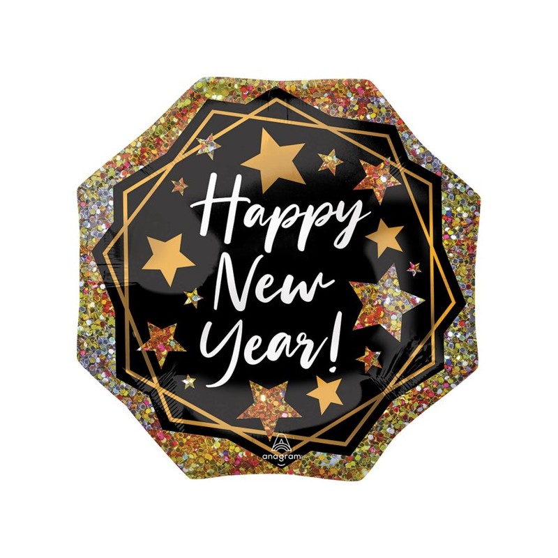 Balon foliowy na sylwestra napis Happy New Year 55cm - 1