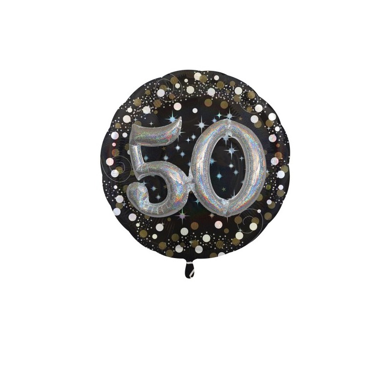 Duży Balon foliowy 81cm w gwiazdki na 50 urodziny - 1