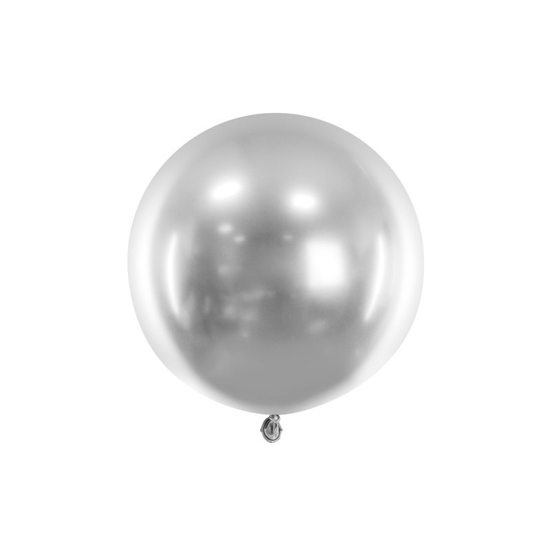 Duży Balon okrągły metaliczny Glossy srebrny 60cm - 1