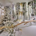 Sztuczny śnieg mata Śnieżny dywan opalizujący biały z brokatem 250x100cm - 3