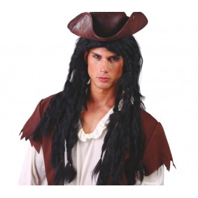 Peruka pirata męska czarna długie włosy syntetyczna - 1