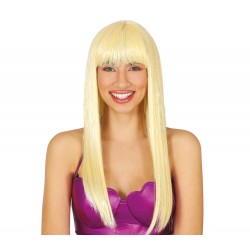 Peruka syntetyczna damska długie włosy z grzywką blond - 1