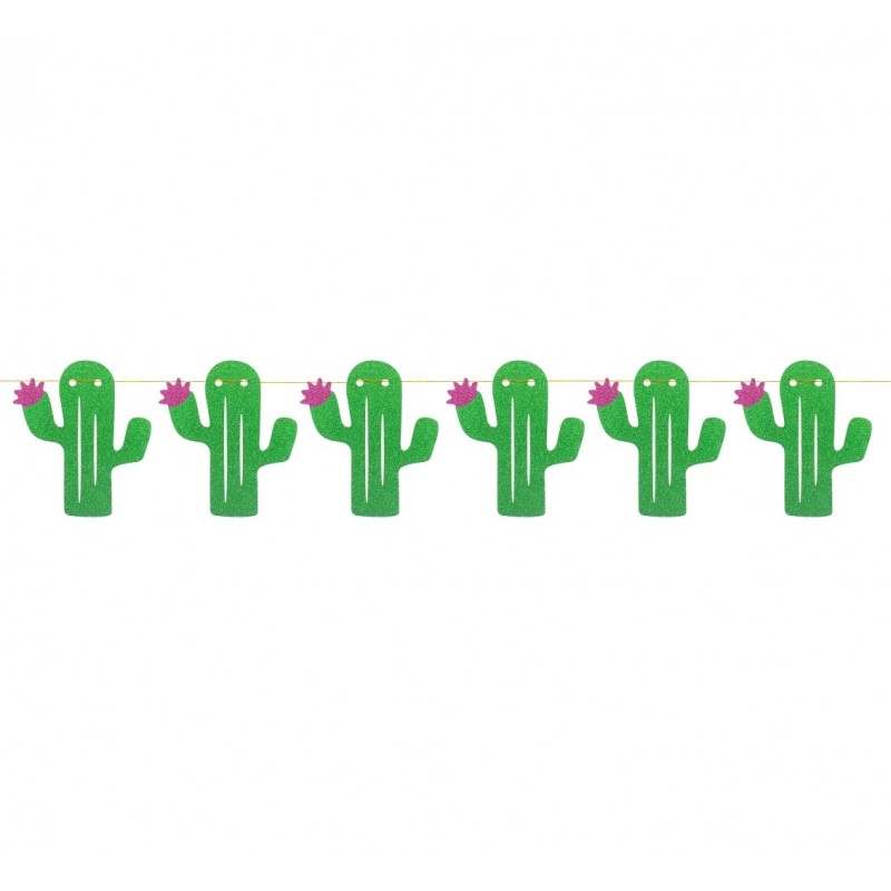 Girlanda brokatowa Kaktusy zielona dekoracja długa - 1