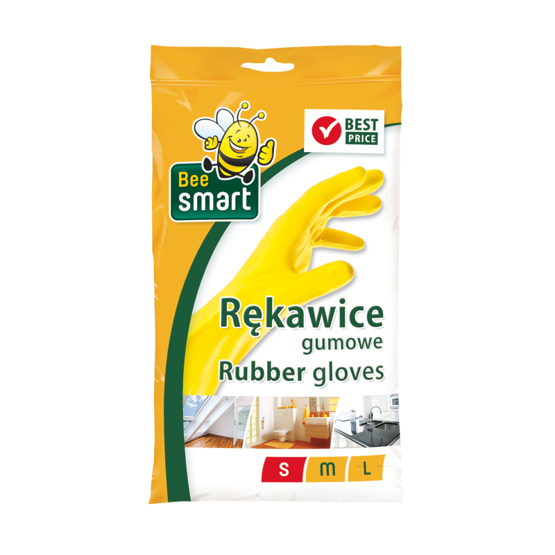 Rękawice rękawiczki gumowe żółte domowe kuchenne S - 2