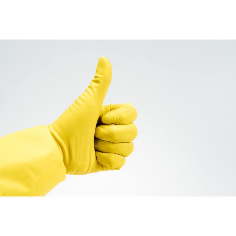 Rękawice rękawiczki gumowe żółte domowe kuchenne M - 2