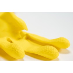 Rękawice rękawiczki gumowe żółte domowe kuchenne M - 4