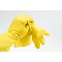 Rękawice rękawiczki gumowe żółte domowe kuchenne S - 3