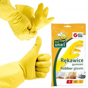 Rękawice rękawiczki gumowe żółte domowe kuchenne S - 1