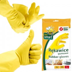 Rękawice rękawiczki gumowe żółte domowe kuchenne L - 1