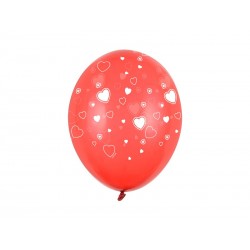 Balony lateksowe 30cm czerwone w białe serca x50