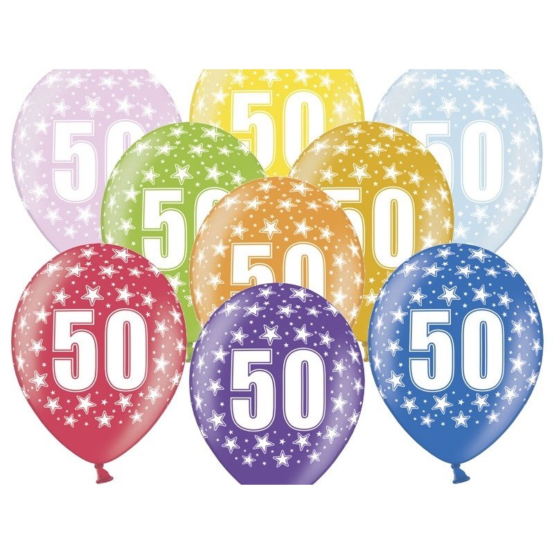 Balony lateksowe wielokolorowe 50 urodziny ozdoba - 1