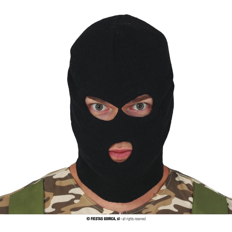 Czarna maska kominiarka złodzieja na twarz - 1