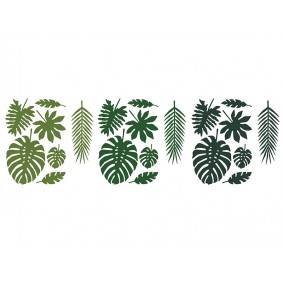 Dekoracje Aloha - Liście tropikalne zielone 21szt - 1
