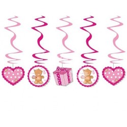 Świderki różowe Baby Shower misie dekoracja ozdoba - 1