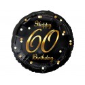 Balon foliowy 18" Happy Birthday 60 urodziny czarny/złoty - 1