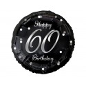 Balon foliowy 18" Happy Birthday 60 urodziny czarny/srebrny - 1