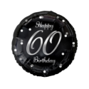 Balon foliowy 18" Happy Birthday 60 urodziny czarny/srebrny - 4