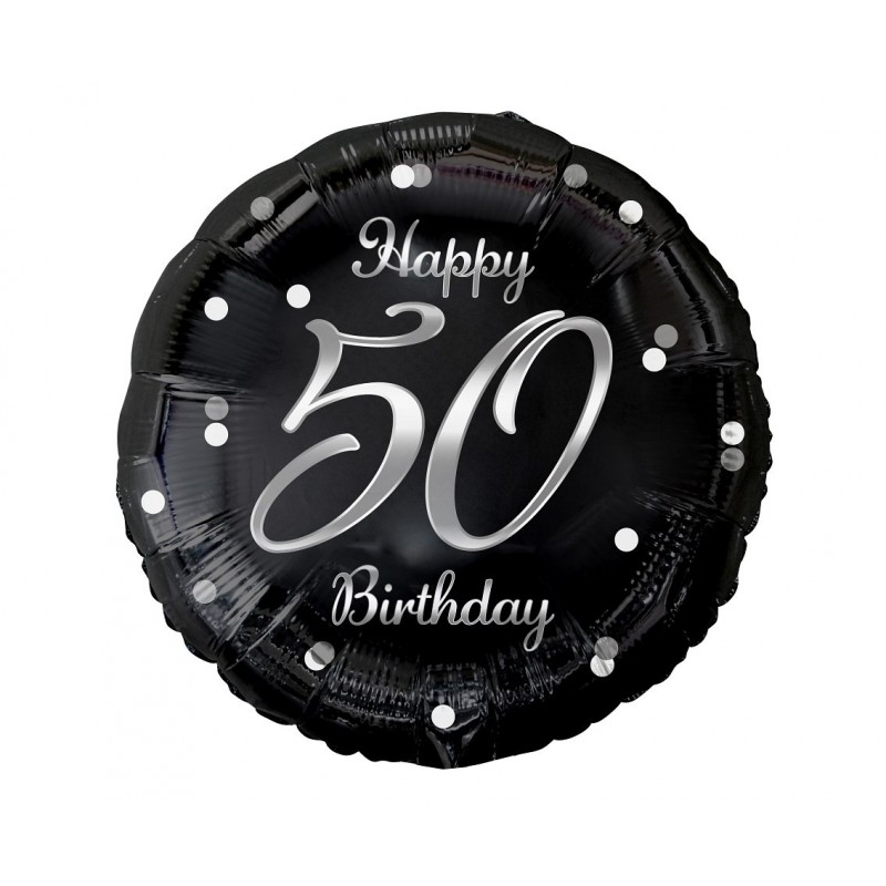 Balon foliowy  50 urodziny czarny srebrny na hel - 1