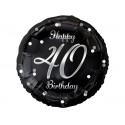 Balon foliowy okrągły urodzinowy 40 urodziny hel - 1