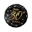 Balon foliowy 18" Happy Birthday 30 urodziny czarny/złoty - 1