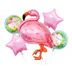 Zestaw balonów foliowych Flaming na urodziny róż - 4