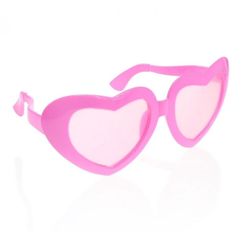 Duże Okulary w kształcie Serca różowe ozdobne - 1