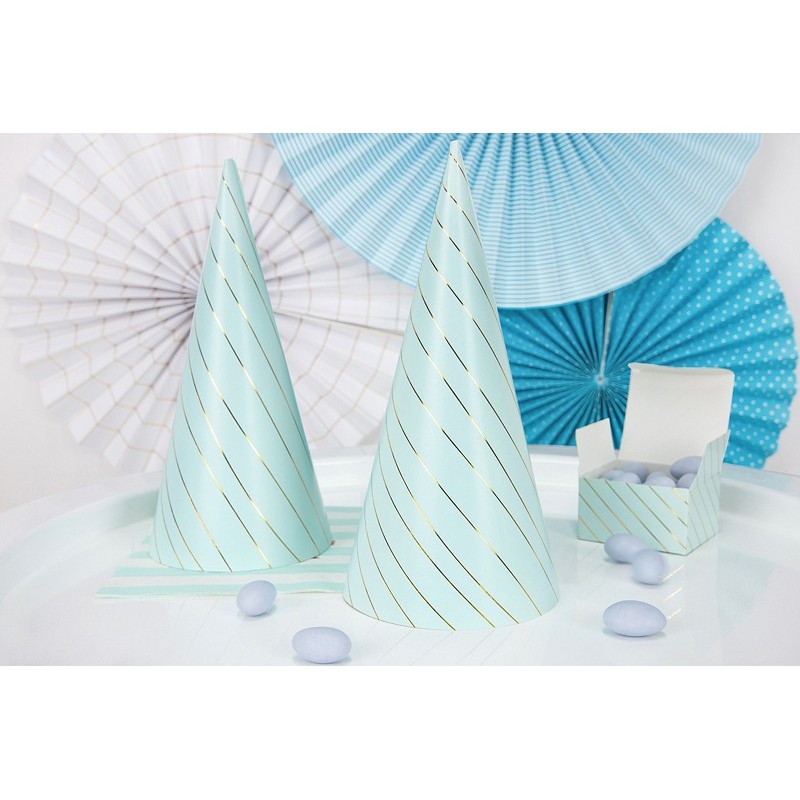 Czapeczki papierowe urodzinowe pastelowe niebieski - 2