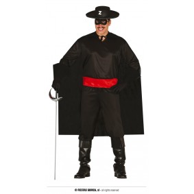 Strój dla dorosłych Zorro (maska, koszula, peleryna, pas, spodnie) - 1
