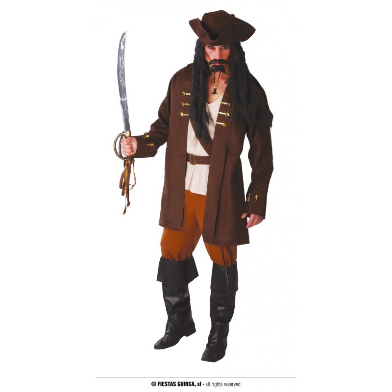Strój dla dorosłych Pirat (kapelusz, koszula, marynarka, pasek, spodnie) - 1