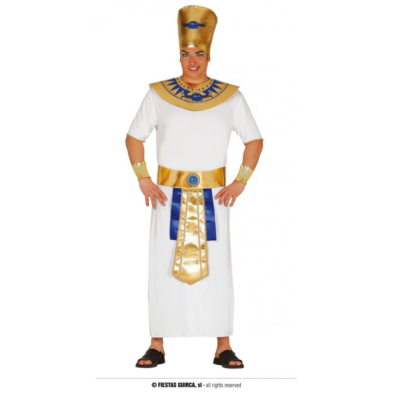 Strój dla dorosłych Faraon (czapka, kołnierz, opaski na rękę, pasek, tunika) - 1
