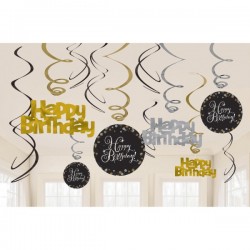 Spirale dekoracyjne happy birthday złote 61cm - 1