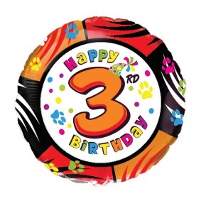 Balon foliowy urodzinowy z cyfrą 3 dekoracja - 1