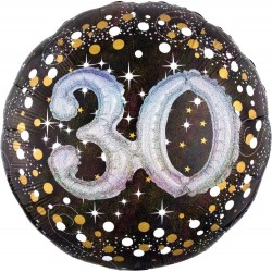 Balon foliowy duży 30 urodziny czarny metaliczny - 1