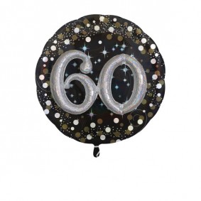 Balon foliowy duży 60 urodziny czarny metaliczny - 1