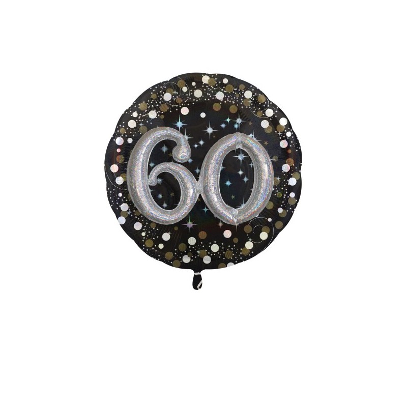 Balon foliowy duży 60 urodziny czarny metaliczny - 1