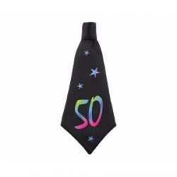 Krawat urodzinowy dekoracyjny czarny 50 urodziny