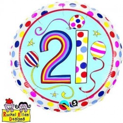 Balon foliowy urodzinowy z cyfrą 21 pastelowy hel