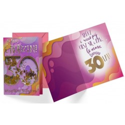 Kartka urodzinowa z kopertą na 30 urodziny różowy