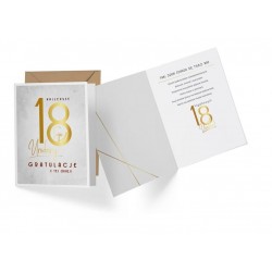 Kartka urodzinowa z kopertą 18 urodziny złoty