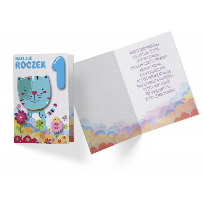 Kartka urodzinowa Roczek (kotek) - 1