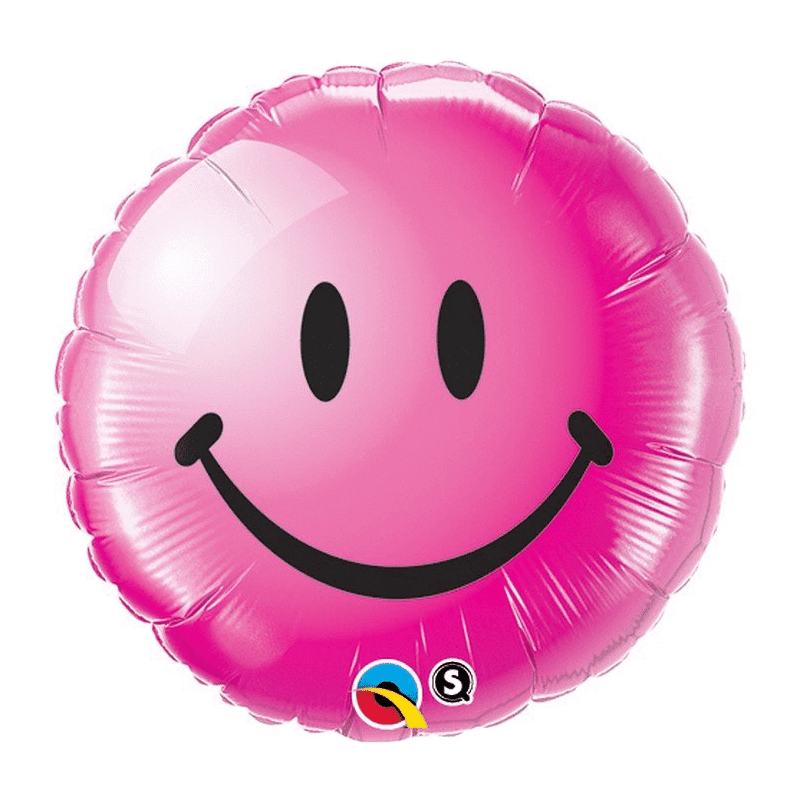Balon foliowy 45cm uśmiechnięta twarz magenta 1szt - 1