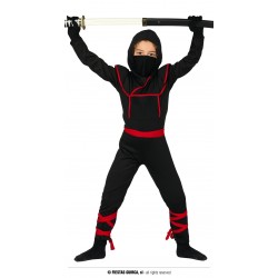 Strój dla dzieci Ninja czarno-czerwony kombinezon