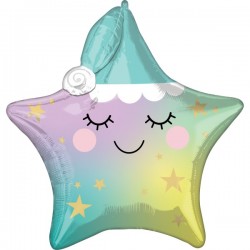 Balon foliowy śpiąca gwiazdka kolorowa dla dzieci
